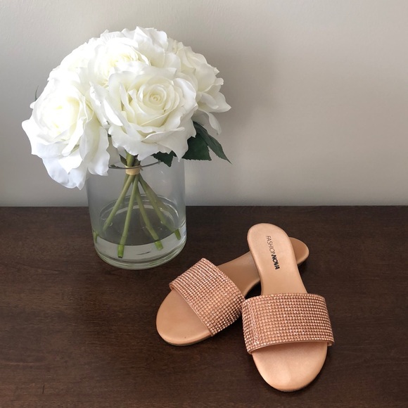 Rose Gold Slide Flats - Picture 1 of 4